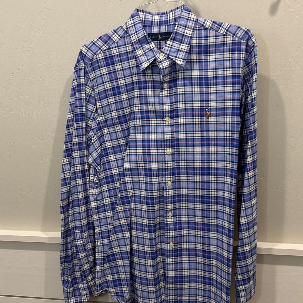 Ralph Lauren Navy and Cream Plaid Shirt